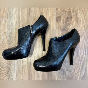Le Silla EU 40 Black Crinkled Leather Platform Stiletto Ankle Booties